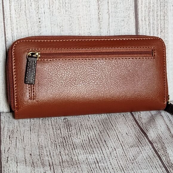 Mundi Classic Double Zip Around Wallet Clutch in Brown, New! - Picture 7 of 10